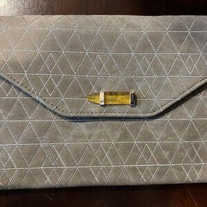 Stella & Dot Gray Suede Clutch
